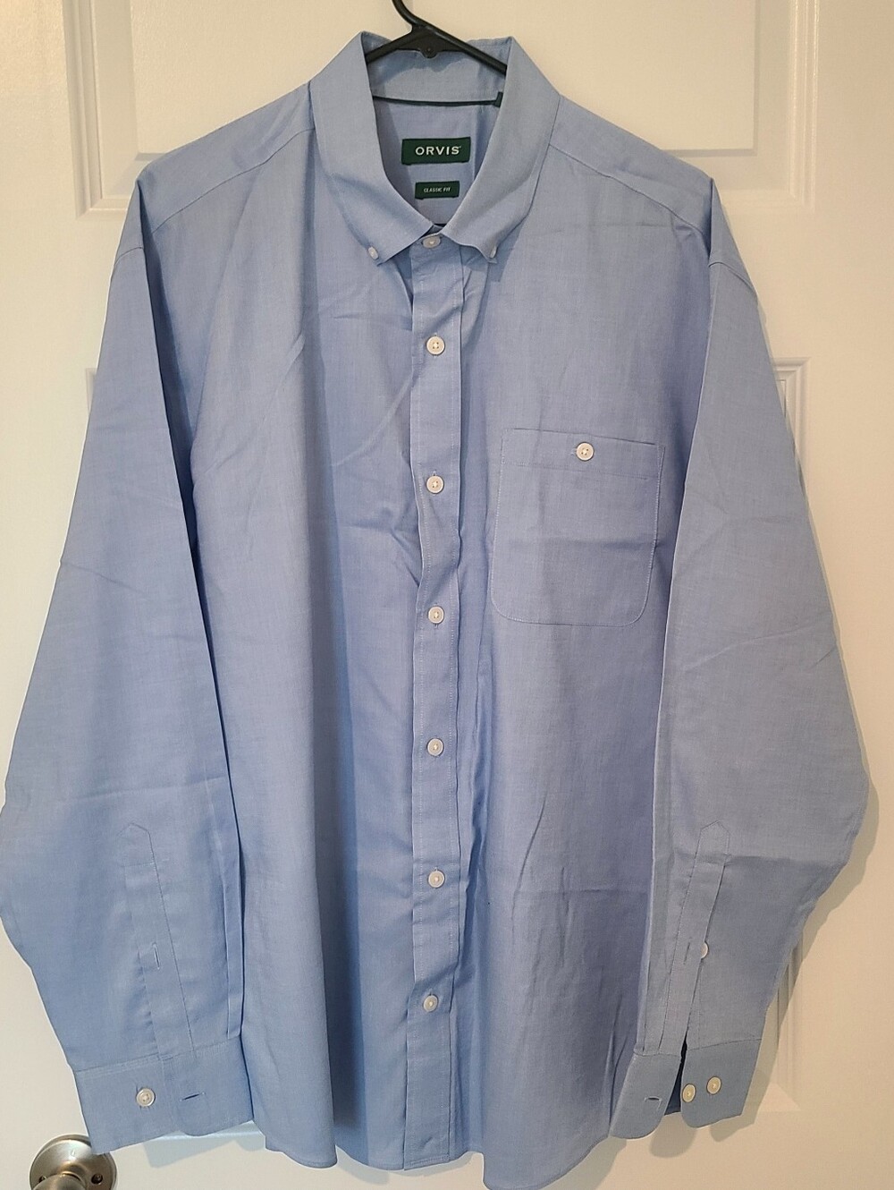 ORVIS Shirt Light Blue Button Up Mens XL Long Sleeve Dress Shirt With Pocket